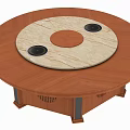 Wooden Round Dining Table With Light Center Top Black Circular Accents And Lattice Base