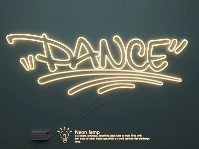 Stylish Neon Lamp Combination With DANCE Lettering And Illuminated Wall Design 3d model