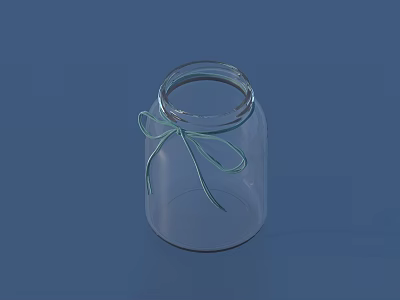 Elegant Transparent Glass Jar With Green Ribbon For Home Decoration And Storage 3d model