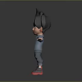 Child With Black Hair In Blue Jacket White T-shirt Gray Pants Red Shoes Arms Outstretched
