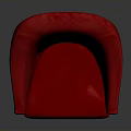 Stylish Red Fabric Armchair With Curved Backrest And Wooden Legs Design
