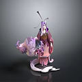 Elegant Woman In Traditional Purple Pink Outfit With Flowing Dress And Ornamental Hairpin