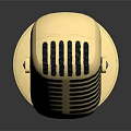 Vintage Golden Microphone Design With Classic Stand And Reflective Base