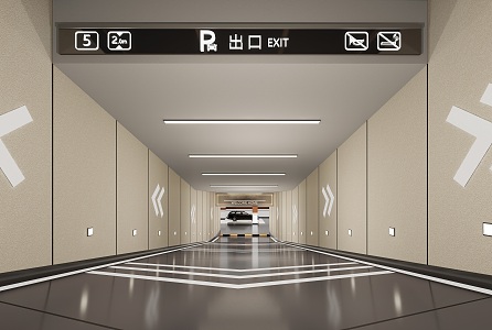 Modern Parking Underground Garage Entrance 3d model