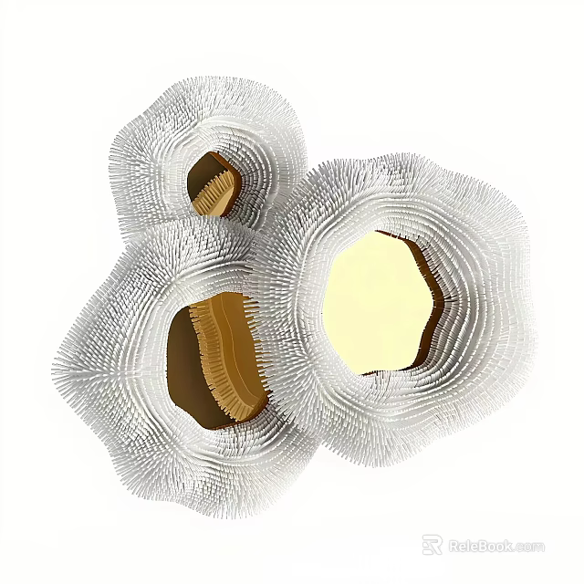 Set of Textured Flower Shaped Decorative Wall Mirrors with Artistic Design 3d model 