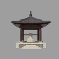 Traditional Chinese Pavilion With Black Tiled Roof Wooden Pillars And Stone Base
