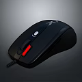 Black Wired Computer Mouse With Red LED Light And Ergonomic Design For Daily Use 3d model