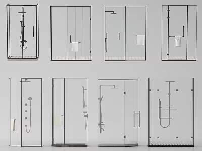 Modern Shower Sauna Enclosure Designs With Various Glass Styles And Functional Features 3d model