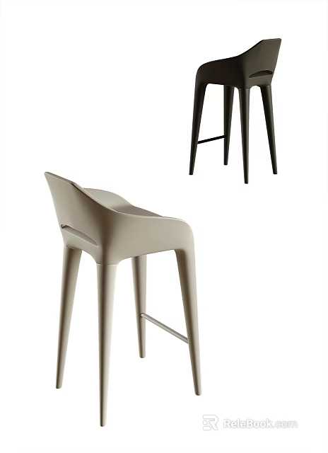 Modern Bar Stool Design With High Back Sleek Legs And Durable Material 3d model