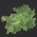 3D Green Map Shaped Textured Wall Decor With Mountain And River Patterns 3d model