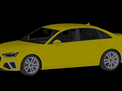 Yellow Sporty Sedan Featuring Sleek Front Design And Red Accent Alloy Wheels 3d model