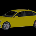 Yellow Sporty Sedan Featuring Sleek Front Design And Red Accent Alloy Wheels