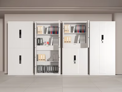 White File Cabinet With Multiple Doors And Office Supplies Storage Solution 3d model