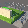 Modern Residential Landscape Design With Green Lawn Metal Railings And Stone Pavement