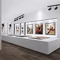 Art Gallery Interior With White Walls Paintings Spotlights And Gray Floor