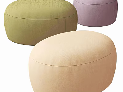 Soft Colorful Velvet Sofa Stools Round Design For Living Room Decor 3d model