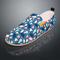 Blue Slip On Shoes With Cute Colorful Cartoon Patterns And Lightweight Sole
