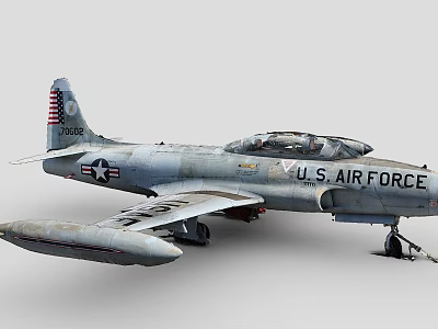 Vintage U.S. Air Force Gray Fighter Jet With American Flag Tail Design 3d model