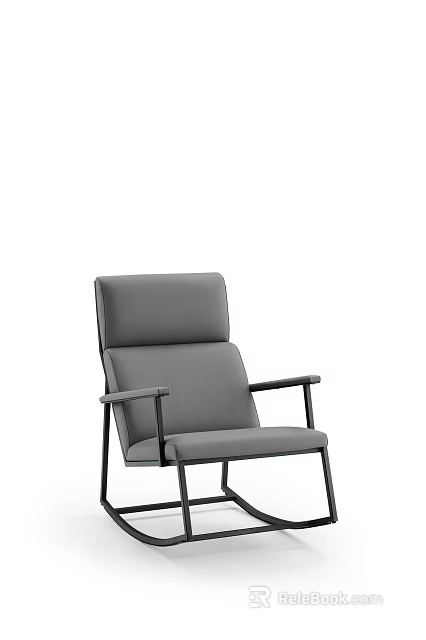 Modern Upholstered Gray Accent Chair With Black Metal Frame And Comfortable Armrests 3d model 