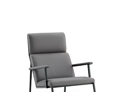 Modern Upholstered Gray Accent Chair With Black Metal Frame And Comfortable Armrests 3d model