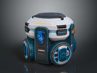 Futuristic Mechanical Device With Wheels Display Screen White Blue Accents And Control Panel 3d model