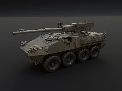 Heavy Duty Tactical Military Armored Vehicle With 6x6 Wheels Metallic Finish And Cannon 3d model