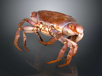 Vivid Brown And Purple Crab With Detailed Claws And Legs On Dark Background 3d model