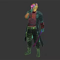 Tactical Warrior Character With Brown Hair Black Gloves And Sci Fi Creature Holding Knife