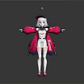 3D Rendered Video Game Character With White Hair Pink Coat Cap And Gray Stockings