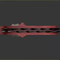 Red Serrated Tactical Weapon With Metal Pole Red Grip And Black Cord