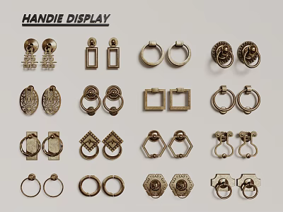 Different Styles of Decorative Handles for Furniture and Cabinets on 3d model