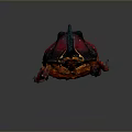 Vibrant Red Beetle With Black Horns And Detailed Legs On Gray Background
