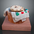 Traditional Handmade Flatbread Served In Wooden Basket With Embroidered Cloth