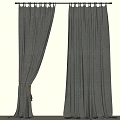 Gray Linen Fabric Curtains With Tied Pleated Design For Home Decor