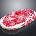 Fresh Raw Marbled Beef Steak on Black Surface with Red White Texture