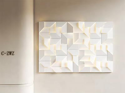 3D White Geometric Illuminated Wall Decor For Modern Home Interior 3d model