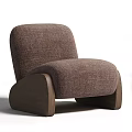 Modern Accent Chair with Cream Fuzzy Fabric and Dark Brown Wooden Base in Contemporary Design