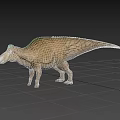 Realistic 3D Dinosaur Model With Blue Crest Head And Brown Textured Body