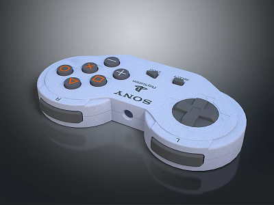 Sony White Computer Game Controller Featuring Ergonomic Design With Orange Buttons And Directional Pad 3d model