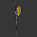 Rusty Metal Rod Weapon Alongside Worn Yellow DEAD END Sign With Red Arrow