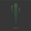 Green Cactus Plant With Three Branches And Pink Base For Indoor Decoration