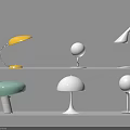 Modern Table Lamps With Mushroom Shaped Round And Curved Designs On Shelves