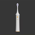 Sleek White Electric Toothbrush with Blue Brush Head and Gold Accents Design