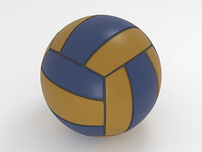 Blue and Yellow Volleyball Sports Equipment With Textured Surface And Stitching Design 3d model