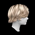 Game Movie Character Head Model Featuring Blonde Brown Wavy Short Hair Black Background