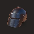 Vintage Metal Helmet With Face Mask And Classic Design Details For Fashion Use