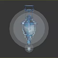Elegant Blue Decorative Lantern With Crystal Structure And Illuminated Light Design