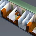 Modular Container Building Row With Green Doors White Walls And Windows 3d model
