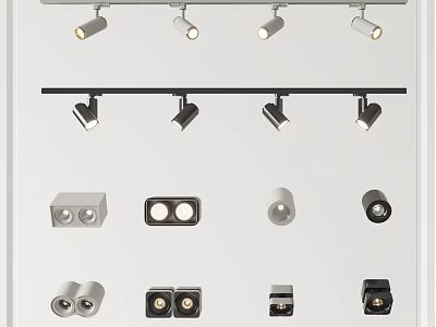 Contemporary Downlights and Spotlights in Different Styles for Home Lighting 3d model