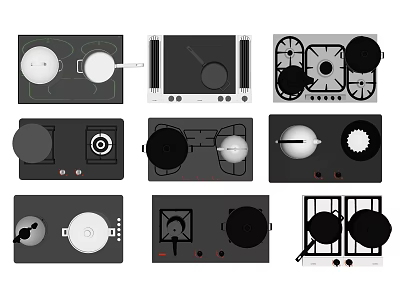 Household gas stove combination 3d model